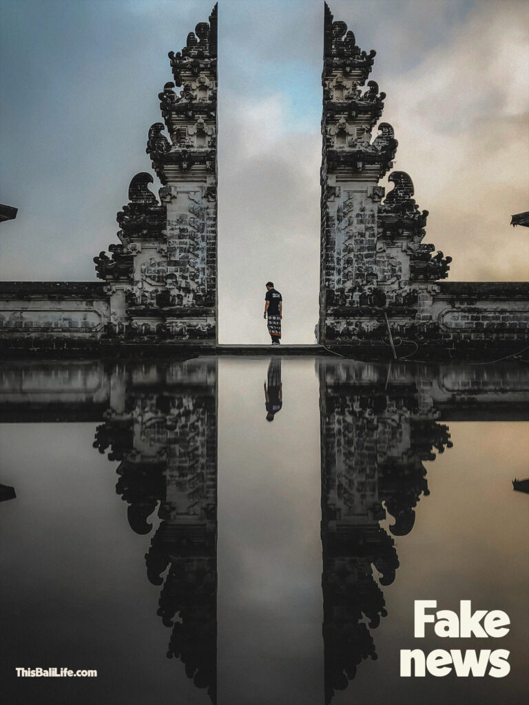 Heaven's gate Bali with a fake mirrored lake