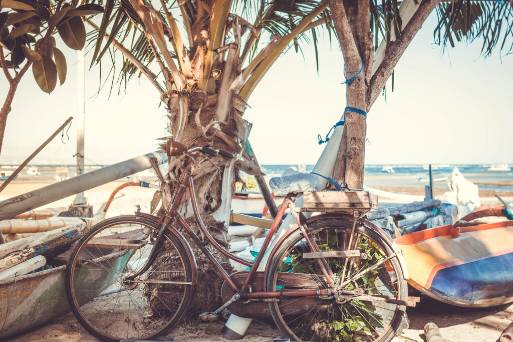 A disused bike on the beach